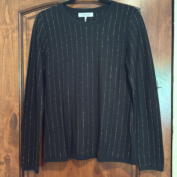 Frame Denim Black Sweater with Gold Accents size M - Picture 1 of 3